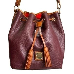 Dooney and Bourke burgundy leather drawstring bucket bag